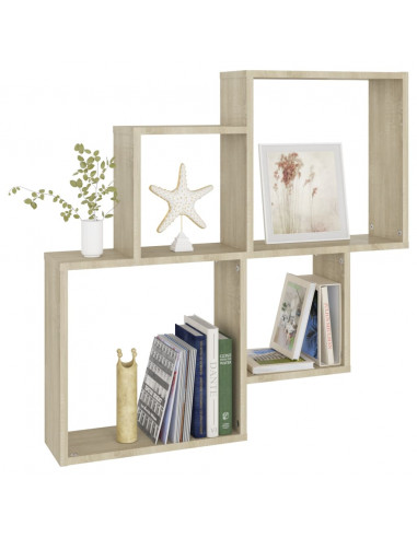 Mensola Muro Cubo Rovere Sonoma 80x15x78,5cm Legno Multistrato