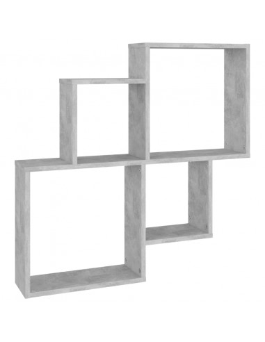 Mensola Muro Cubo Grigio Cemento 80x15x78,5cm Legno Multistrato