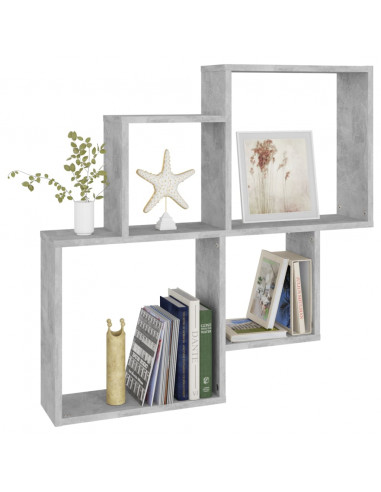 Mensola Muro Cubo Grigio Cemento 80x15x78,5cm Legno Multistrato