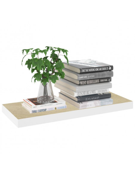 Scaffale a Parete Rovere e Bianco 60x23,5x3,8 cm in MDF