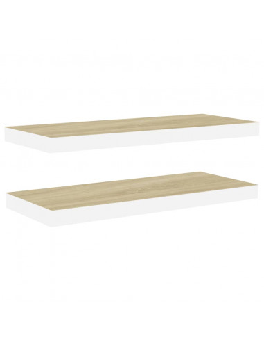 Scaffali a Parete 2 pz Rovere e Bianco 60x23,5x3,8 cm in MDF