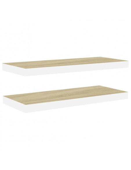 Scaffali a Parete 2 pz Rovere e Bianco 60x23,5x3,8 cm in MDF