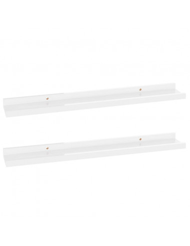 Mensole da Parete 2 pz Bianco Lucido 60x9x3 cm