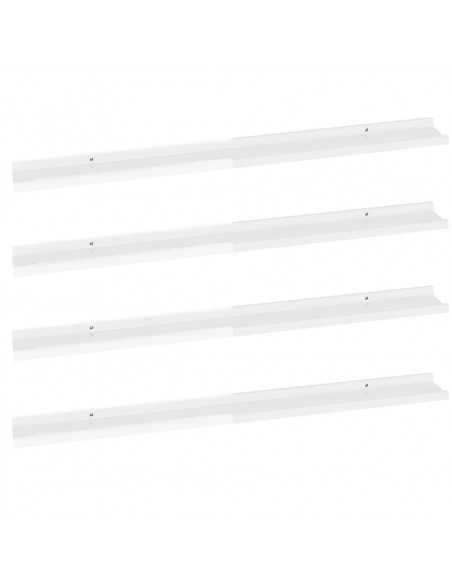 Mensole da Parete 4 pz Bianco Lucido 100x9x3 cm