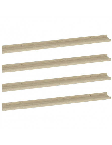 Mensole da Parete 4 pz Rovere Sonoma 100x9x3 cm