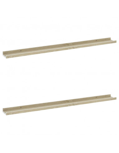 Mensole da Parete 2 pz Bianco e Rovere Sonoma 100x9x3 cm