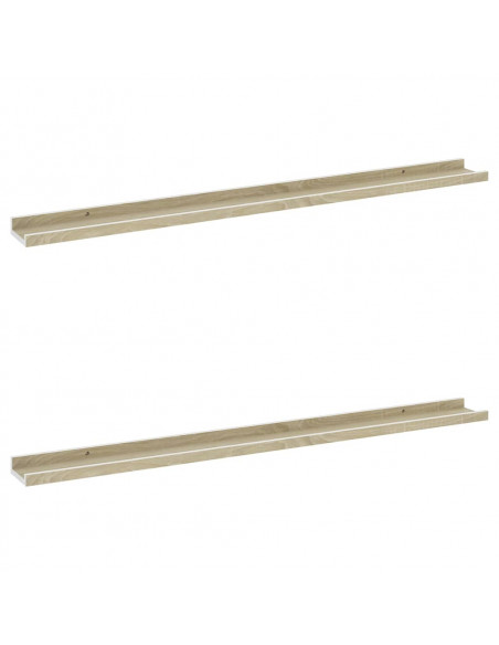 Mensole da Parete 2 pz Bianco e Rovere Sonoma 100x9x3 cm