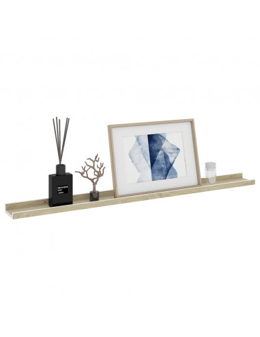 Mensole da Parete 2 pz Bianco e Rovere Sonoma 100x9x3 cm