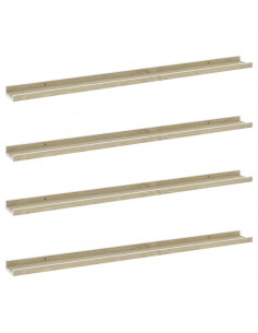 Mensole da Parete 4 pz Bianco e Rovere Sonoma 100x9x3 cm 2