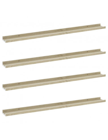Mensole da Parete 4 pz Bianco e Rovere Sonoma 100x9x3 cm