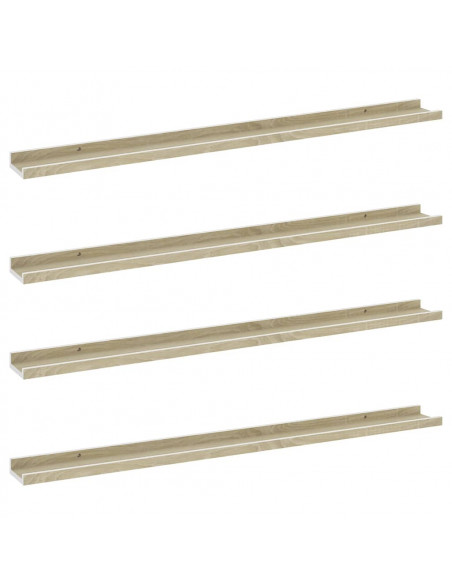 Mensole da Parete 4 pz Bianco e Rovere Sonoma 100x9x3 cm