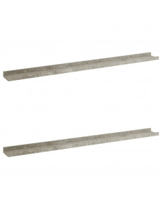Mensole da Parete 2 pz Grigio Cemento 100x9x3 cm 2