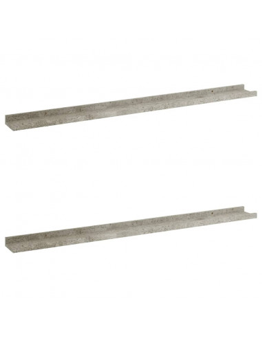 Mensole da Parete 2 pz Grigio Cemento 100x9x3 cm