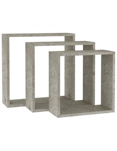 Mensole a Cubo da Parete 3 pz Grigio Cemento