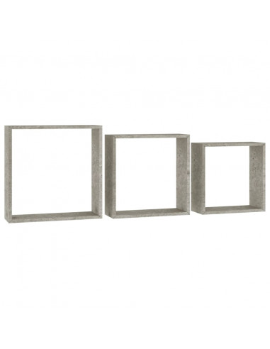 Mensole a Cubo da Parete 3 pz Grigio Cemento