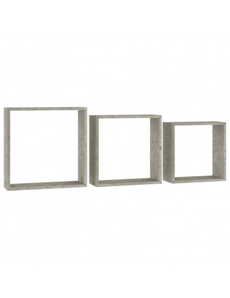 Mensole a Cubo da Parete 3 pz Grigio Cemento