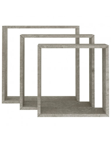 Mensole a Cubo da Parete 3 pz Grigio Cemento