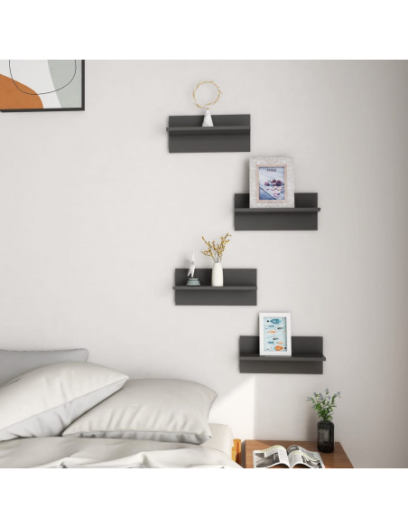 Mensole a Muro 4 pz Grigie 40x11,5x18 cm in Legno Multistrato