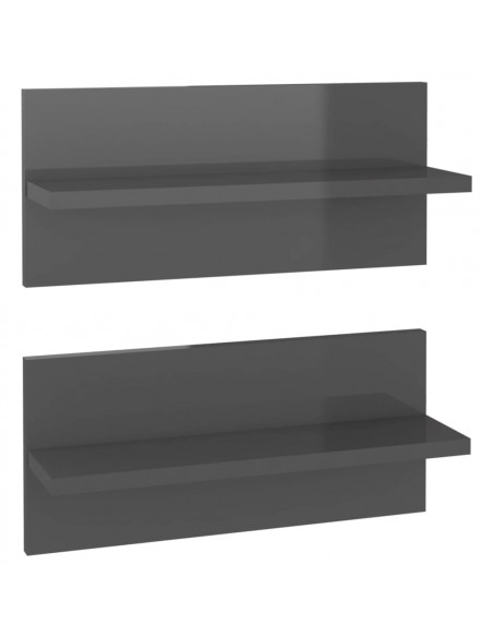 Mensole a Muro 2 pz Grigio Lucido 40x11,5x18 cm