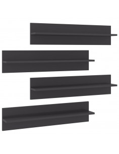 Mensole Parete 4pz Grigio Lucido 80x11,5x18cm Legno Multistrato 2