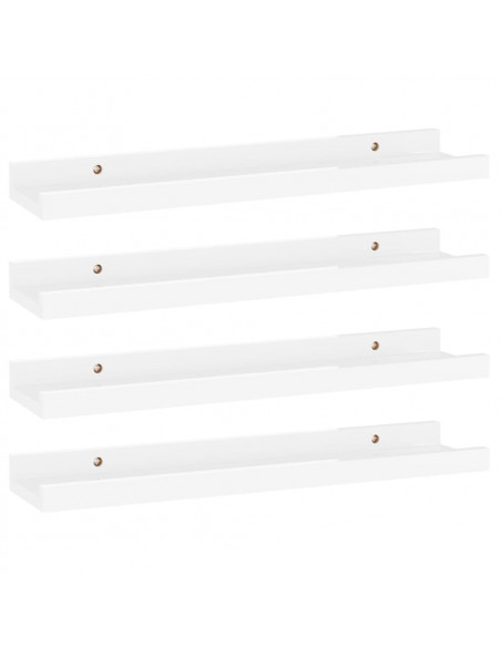 Mensole da Parete 4 pz Bianco Lucido 40x9x3 cm