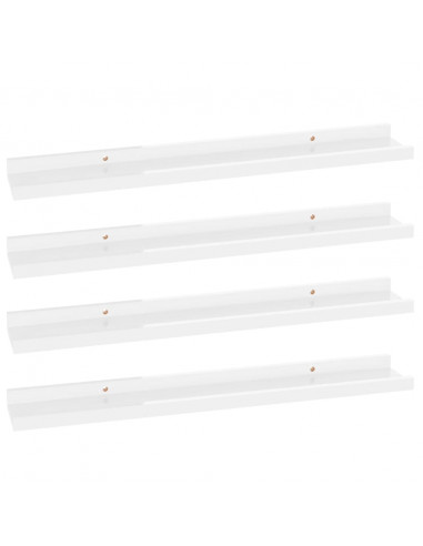 Mensole da Parete 4 pz Bianco Lucido 60x9x3 cm