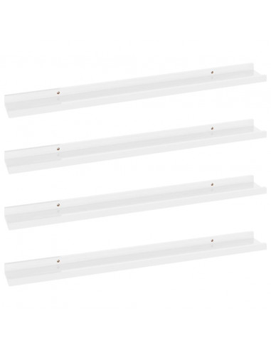 Mensole da Parete 4 pz Bianco Lucido 80x9x3 cm