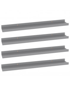 Mensole da Parete 4 pz Grigie 60x9x3 cm 2