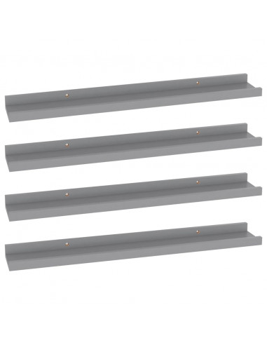 Mensole da Parete 4 pz Grigie 60x9x3 cm