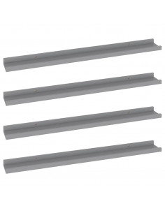 Mensole da Parete 4 pz Grigie 80x9x3 cm 2
