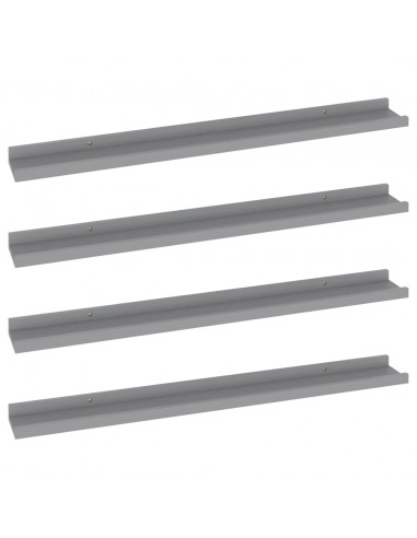 Mensole da Parete 4 pz Grigie 80x9x3 cm
