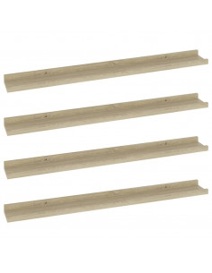 Mensole da Parete 4 pz Rovere Sonoma 80x9x3 cm 2