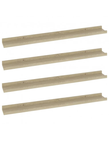 Mensole da Parete 4 pz Rovere Sonoma 80x9x3 cm