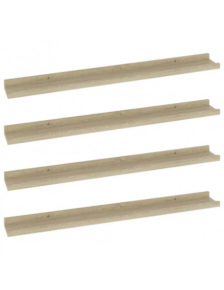Mensole da Parete 4 pz Rovere Sonoma 80x9x3 cm