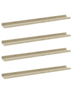 Mensole da Parete 4 pz Bianco e Rovere Sonoma 80x9x3 cm 2