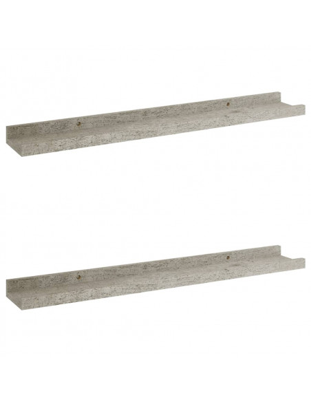 Mensole da Parete 2 pz Grigio Cemento 60x9x3 cm