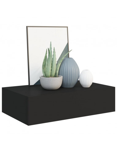 Scaffale con Cassetti da Parete Nero 40x23,5x10 cm in MDF