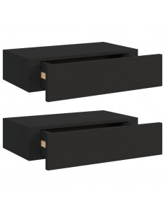 Scaffali con Cassetti da Parete 2 pz Neri 40x23,5x10 cm MDF 2