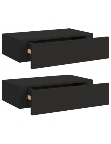 Scaffali con Cassetti da Parete 2 pz Neri 40x23,5x10 cm MDF