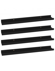 Mensole da Parete 4 pz Nere 60x9x3 cm 2