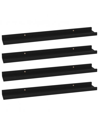 Mensole da Parete 4 pz Nere 60x9x3 cm