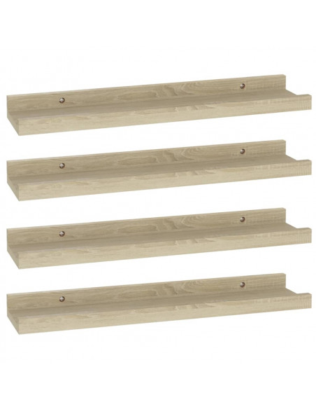 Mensole da Parete 4 pz Rovere Sonoma 40x9x3 cm
