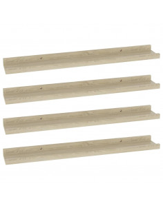 Mensole da Parete 4 pz Rovere Sonoma 60x9x3 cm 2