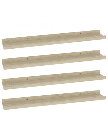 Mensole da Parete 4 pz Rovere Sonoma 60x9x3 cm