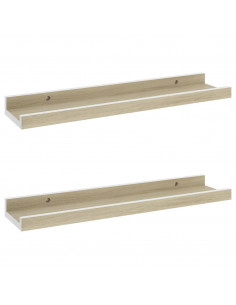 Mensole da Parete 2 pz Bianco e Rovere Sonoma 40x9x3 cm 2