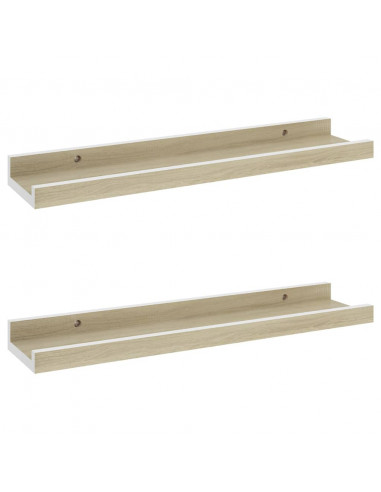 Mensole da Parete 2 pz Bianco e Rovere Sonoma 40x9x3 cm