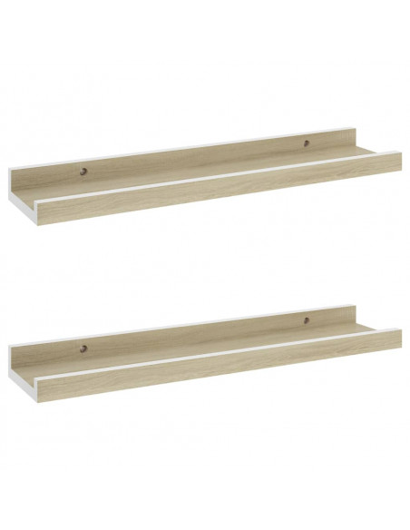 Mensole da Parete 2 pz Bianco e Rovere Sonoma 40x9x3 cm