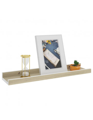 Mensole da Parete 2 pz Bianco e Rovere Sonoma 40x9x3 cm