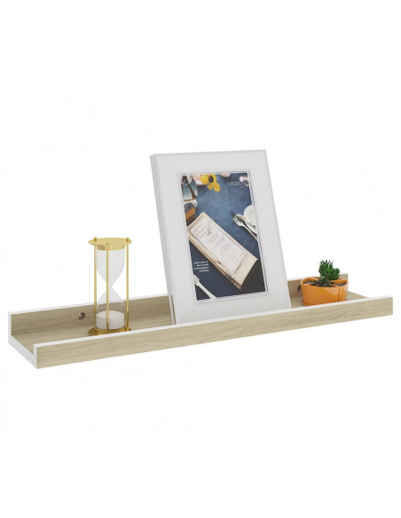 Mensole da Parete 2 pz Bianco e Rovere Sonoma 40x9x3 cm