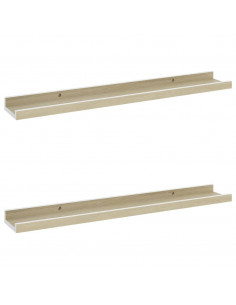 Mensole da Parete 2 pz Bianco e Rovere Sonoma 60x9x3 cm 2